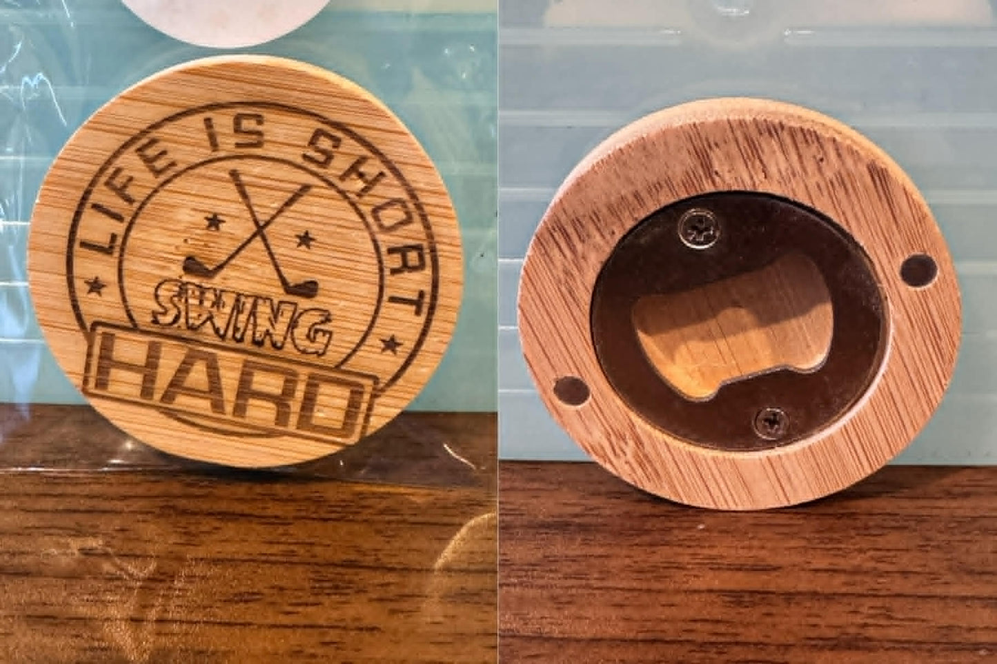 Wood Engraved Magnetic Bottle Openers