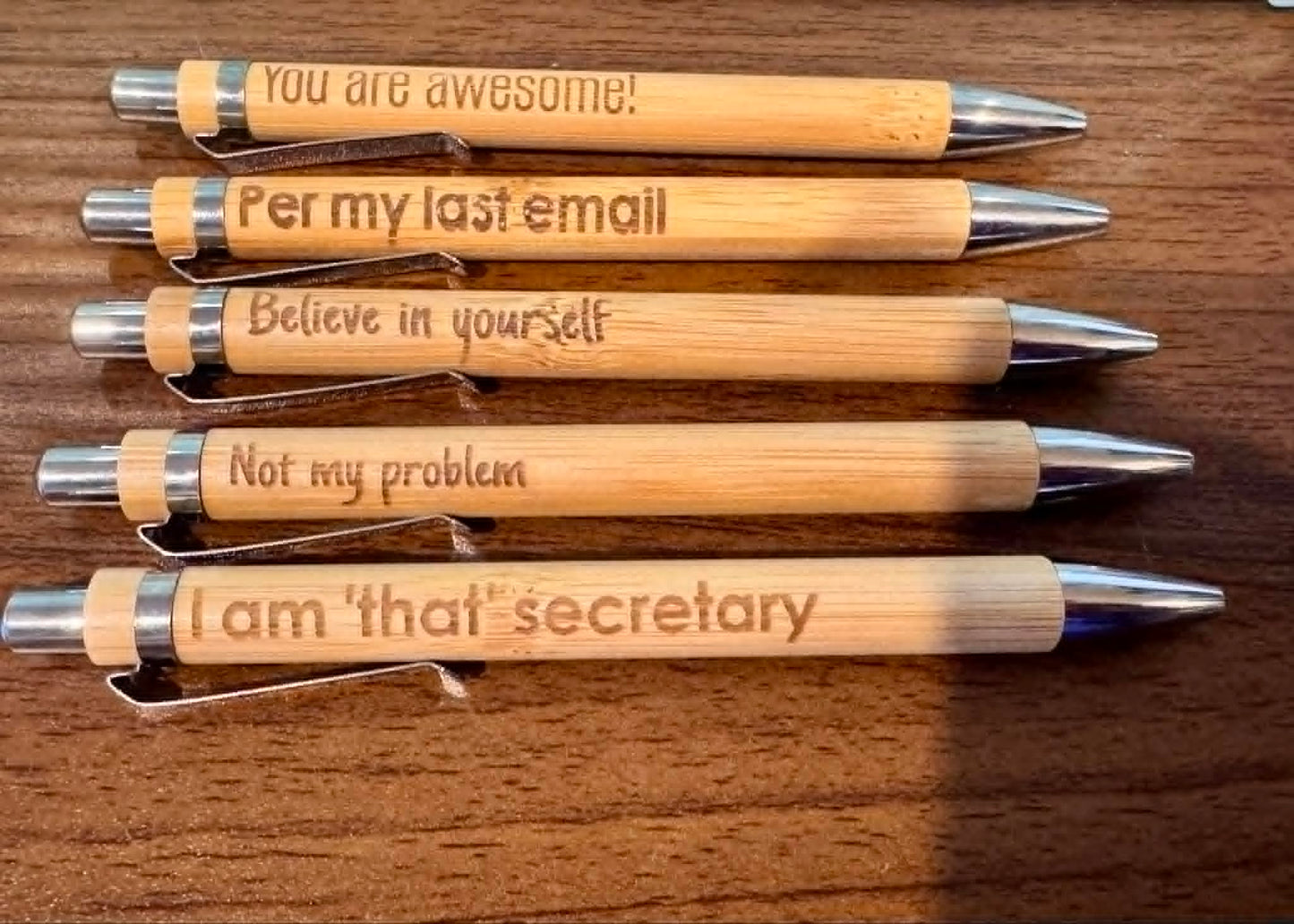 Engraved Bamboo Pens