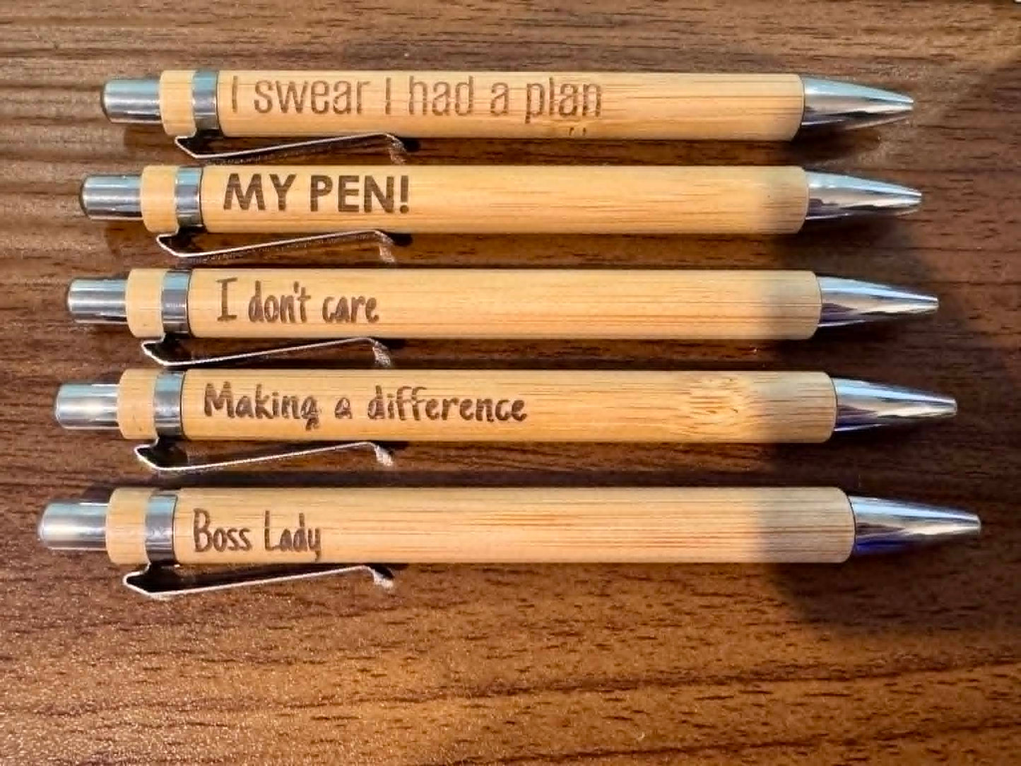 Engraved Bamboo Pens