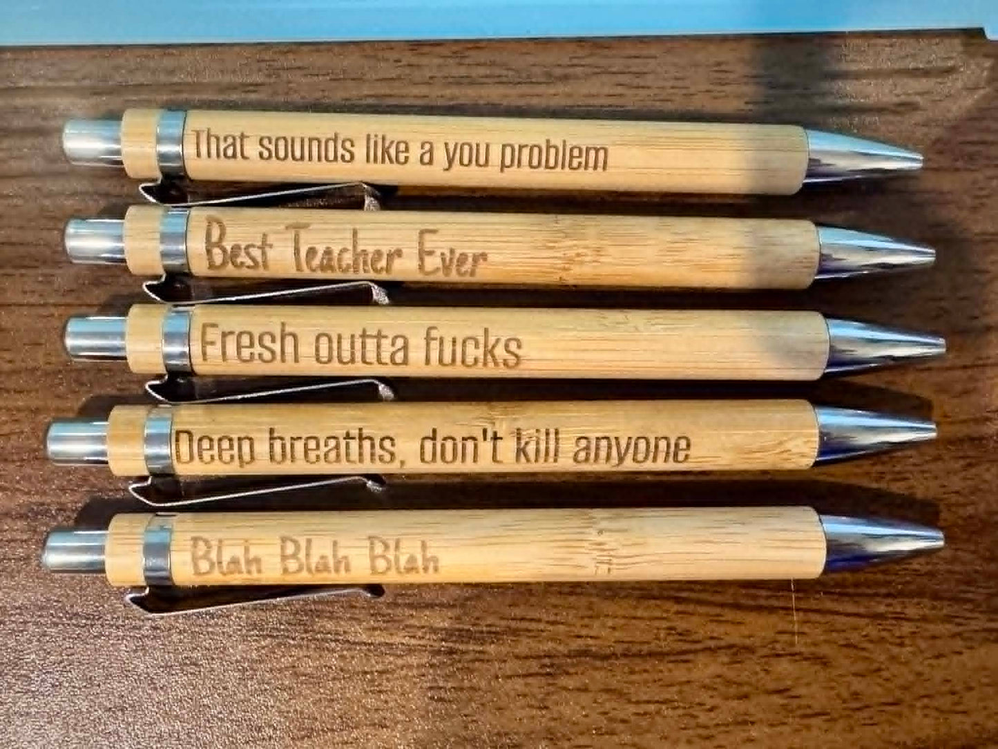Engraved Bamboo Pens